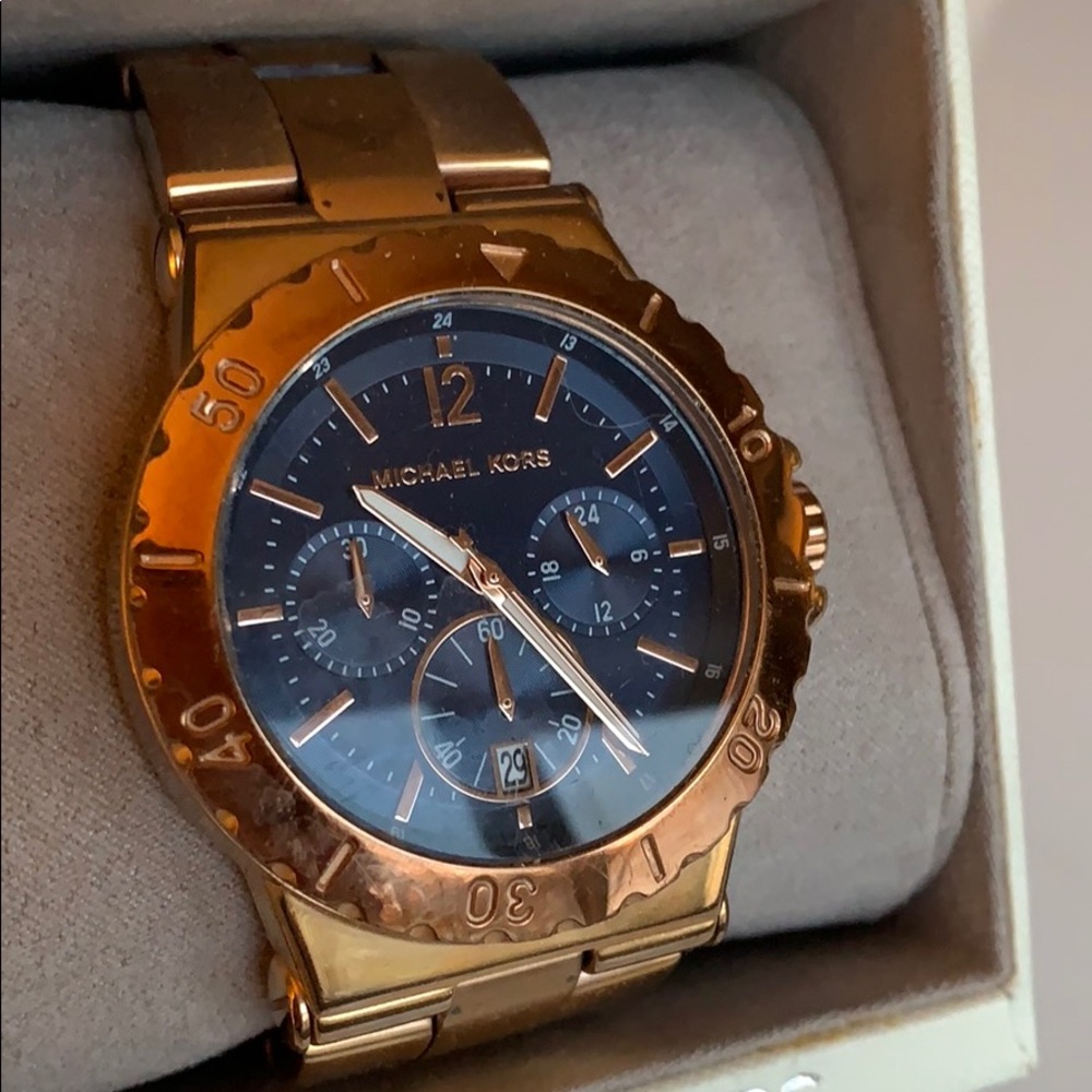 Michael Kors Rose Gold/Navy Chrinograph Watch